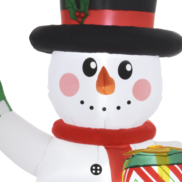 Outsunny 6FT Inflatable Snowman with Candy Cane and Gift Box for Party - Image 8