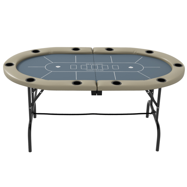 SPORTNOW 10 Player Folding Poker Table with Cup Holders, Steel Base, Brown - Image 8