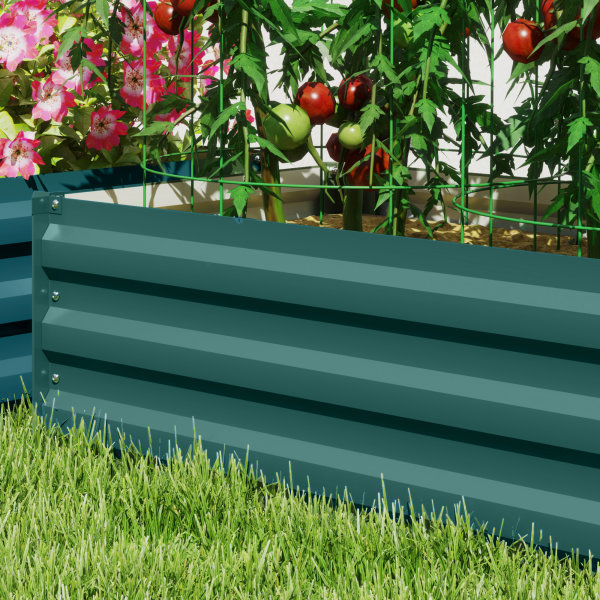 Outsunny Set of 2 Galvanised Raised Garden Bed, Green - Image 8