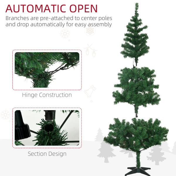 HOMCOM 6ft Artificial Decorated Christmas Tree with LED Lights, Auto Open - Image 8