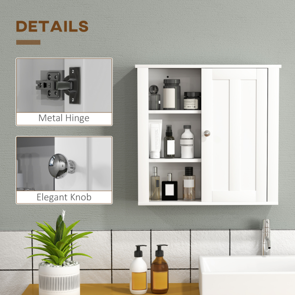 HOMCOM Modern Wall Mounted Bathroom Cabinet with Adjustable Shelves, White - Image 8