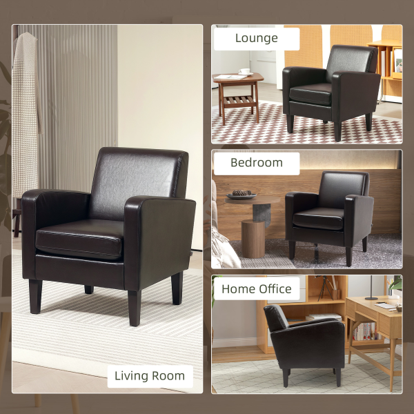 HOMCOM Armchair Accent Chair with Eucalyptus Wood Legs for Bedroom Brown - Image 8