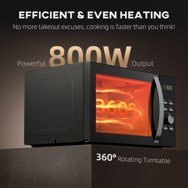 HOMCOM 23L 800W Microwave Oven with Digital Display, Auto Cook, Black - Image 8