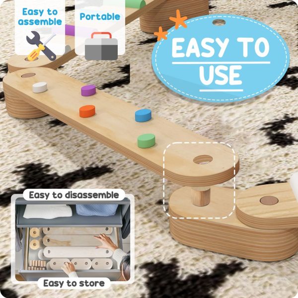 AIYAPLAY Wooden Balance Beam for Kids 3-8 Years Indoor Outdoor Use - Image 4