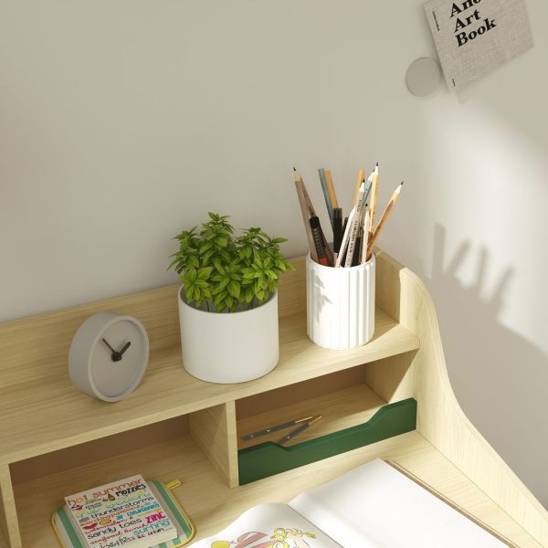 AIYAPLAY Kids Desk and Chair Set with Storage Shelves, Drawer, Green - Image 8