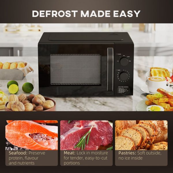 HOMCOM 23L Solo Manual Microwave Oven with 5 Levels, Timer, Black - Image 4