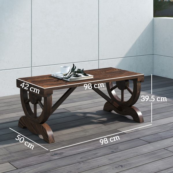 Rustic Wooden Wheel Bench 2-Person Seat - Brown Chair Loveseat Park - Image 3