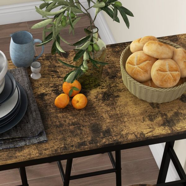 HOMCOM 5 Piece Bar Set, Industrial Kitchen and Chair Set Rustic Brown - Image 8