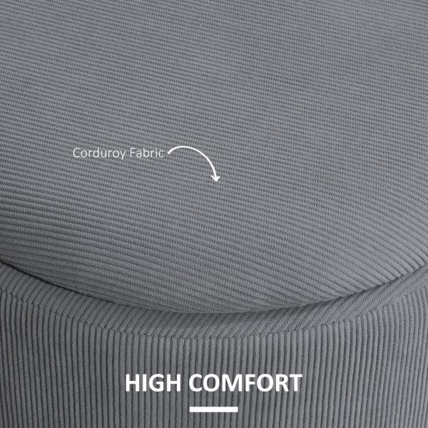 HOMCOM Fabric Storage Ottoman with Removable Lid, Set of 2, Light Grey - Image 6