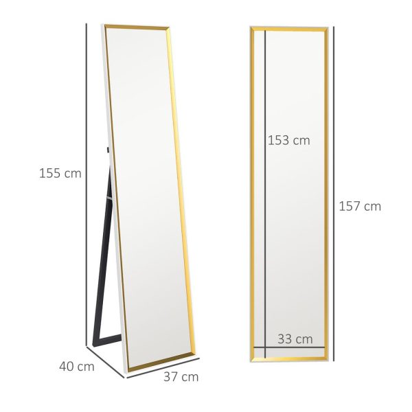 HOMCOM Full Length Mirror Wall Mount Leaning Standing Mirror, White - Image 5