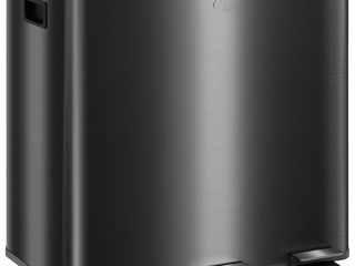 HOMCOM 3 x 15L Triple Kitchen Bin Pedal Bin for Recycling and Waste, Black