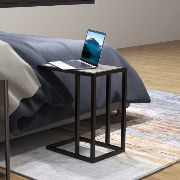 HOMCOM C Shape Side Table w/ Marble-Effect Top - Image 8