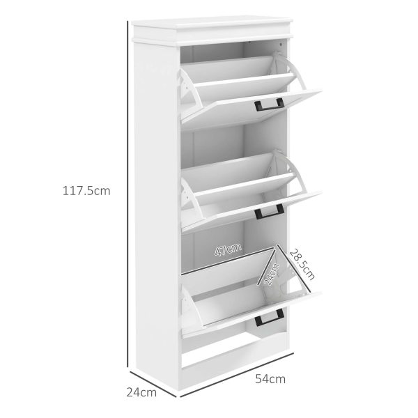 HOMCOM Slim Shoe Storage Cabinet with 3 Flip Drawers for Entryway, White - Image 5