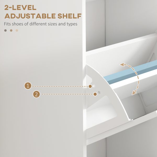 HOMCOM Slim Shoe Storage Cabinet with 3 Flip Drawers for Entryway, White - Image 4