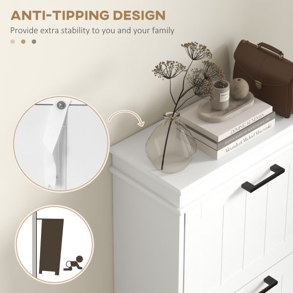 HOMCOM Slim Shoe Storage Cabinet with 3 Flip Drawers for Entryway, White - Image 7