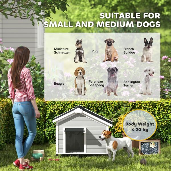Wooden Dog House, Dog Kennel Outdoor w/ Openable Roof, Removable Floor, Curtain - Image 8