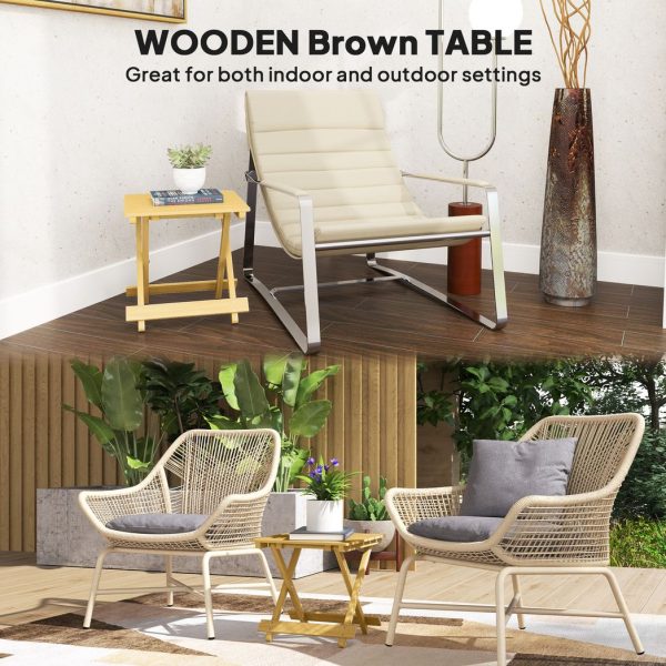 Outsunny Wooden Folding Garden Table, Folding Side Table, Nature Wood Finish - Image 3