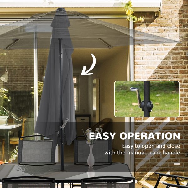 Outsunny 8 Pieces Garden Table and Chairs with Parasol Tempered Glass Top Black - Image 8