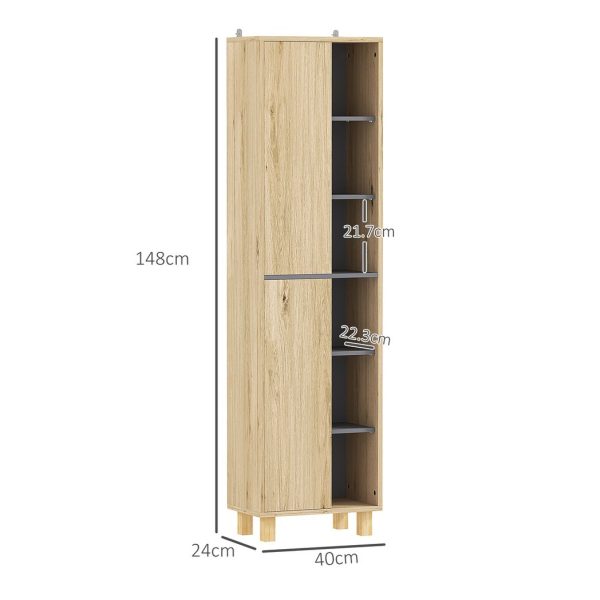HOMCOM Bathroom Storage Unit with 6 Open Compartments and 6 Shelves - Image 5