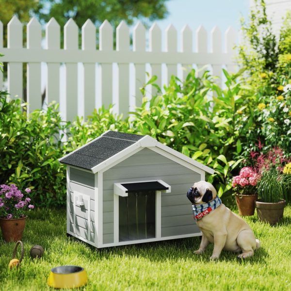Wooden Dog House, Dog Kennel Outdoor w/ Openable Roof, Removable Floor, Curtain - Image 2