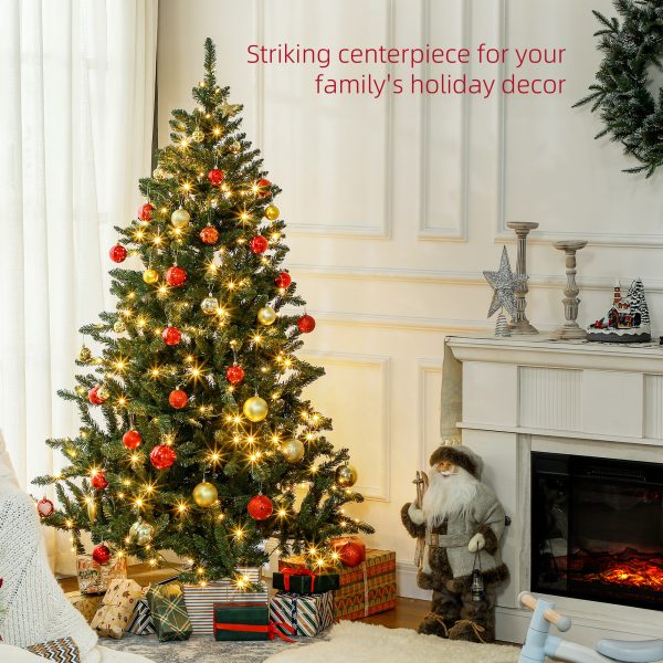 HOMCOM 6ft Artificial Christmas Tree with Warm White LED Light, Metal Base - Image 3
