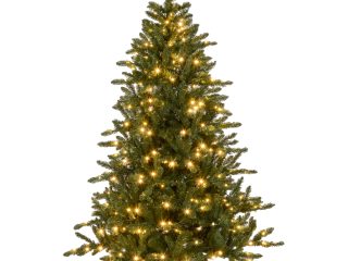 HOMCOM 6ft Artificial Christmas Tree with Warm White LED Light, Metal Base