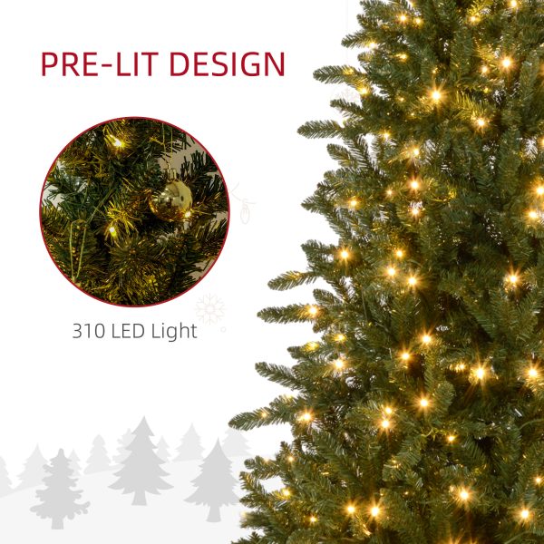 HOMCOM 6ft Artificial Christmas Tree with Warm White LED Light, Metal Base - Image 4