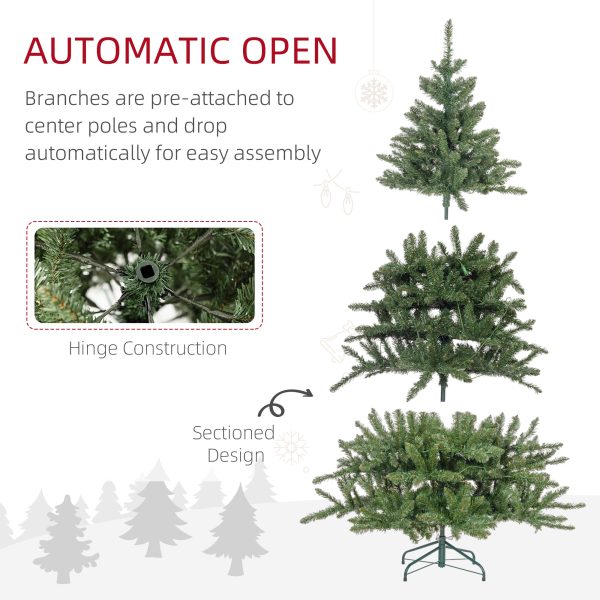 HOMCOM 6ft Artificial Christmas Tree with Warm White LED Light, Metal Base - Image 7