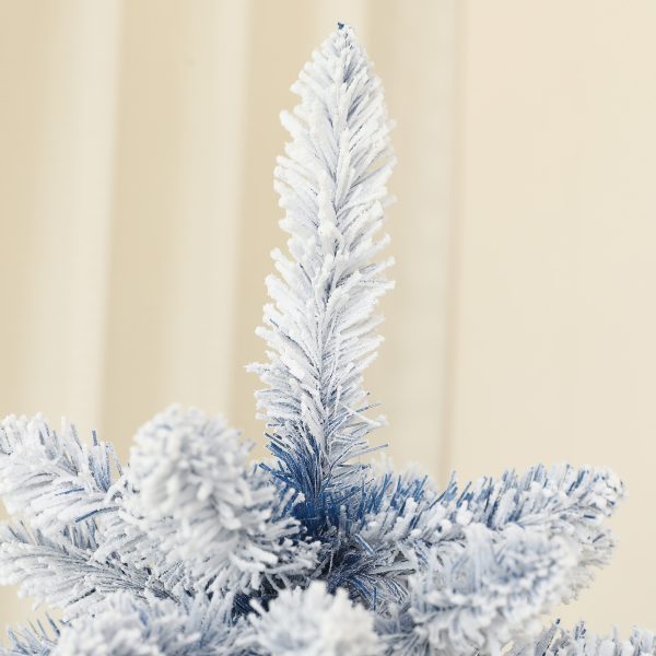 HOMCOM 5 Foot Artificial Blue Snow Flocked Christmas Tree with Hinged Branches - Image 6