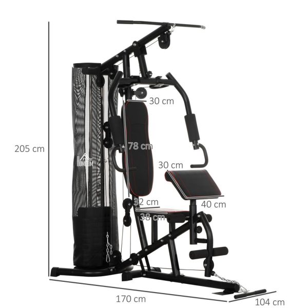 HOMCOM Multi Gym Fitness Equipment Exercise Machine with 45Kg Weight Stack - Image 5