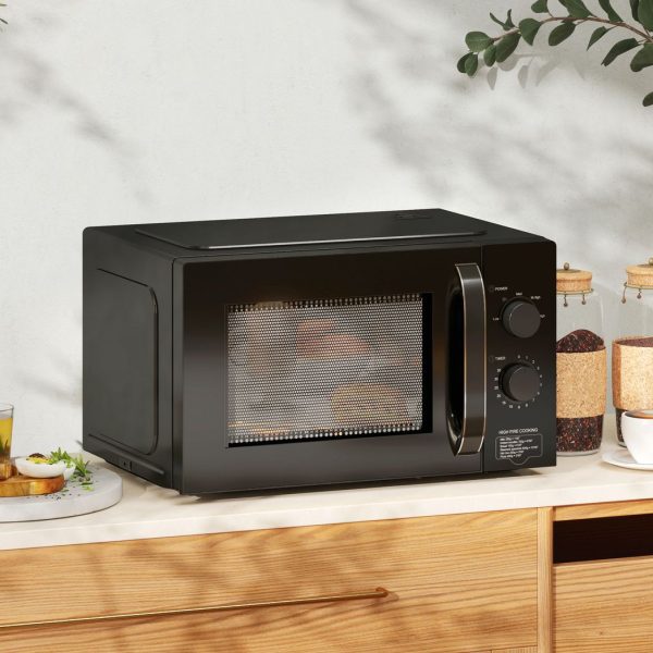 HOMCOM 23L Solo Manual Microwave Oven with 5 Levels, Timer, Black - Image 2