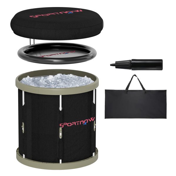 SPORTNOW Ice Bath Tub Outdoor, 210L Portable Cold Water Therapy Tub, Black