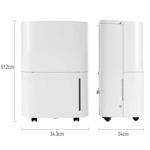 HOMCOM 20L/Day Dehumidifier with Continuous Drainage, 5L Water Tank, Timer - Image 5