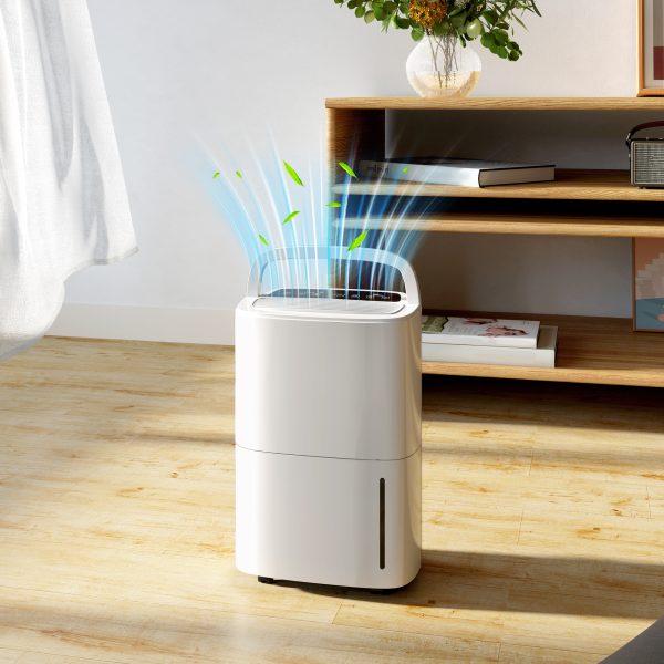 HOMCOM 20L/Day Dehumidifier with Continuous Drainage, 5L Water Tank, Timer - Image 6