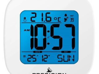 Precision Radio Controlled LCD Alarm Clock in White AP058