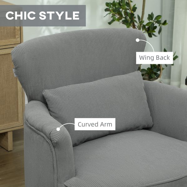 HOMCOM Armchair with Padded Seat and Backrest for Living Room, Light Grey - Image 6