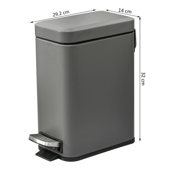 5L Steel Step Trash Can with Quiet-Closed Lid, Silent and Gentle Open, - Image 3