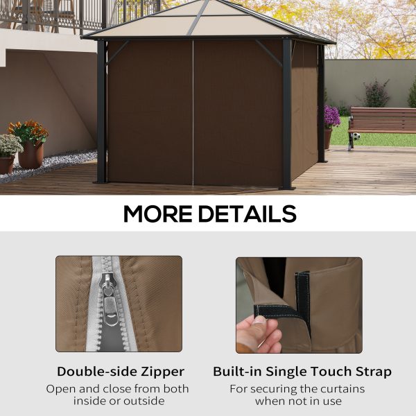 Outsunny 3 x 4(m) Universal Gazebo Replacement Sidewall Set, 4 Panels, Brown - Image 4