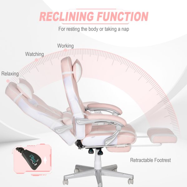 HOMCOM PU Leather Gaming Chair with Footrest 150 Degree Reclining Back - Image 4