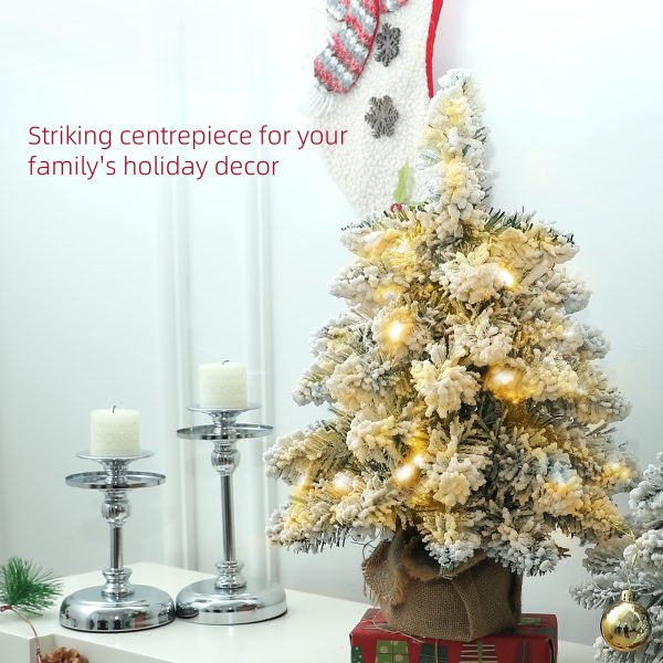 HOMCOM 2 Piece Mini Artificial Christmas Trees Flocked Tabletop Xmas Trees - Image 3