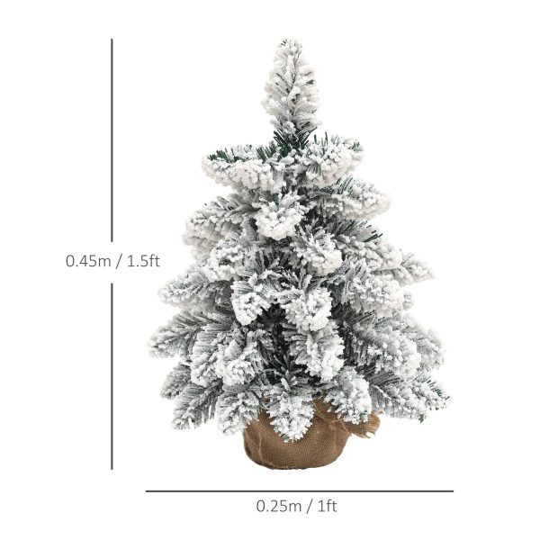 HOMCOM 2 Piece Mini Artificial Christmas Trees Flocked Tabletop Xmas Trees - Image 5