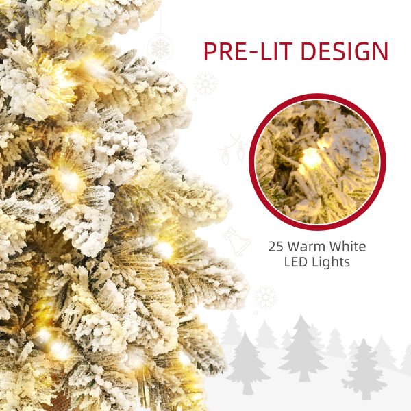 HOMCOM 2 Piece Mini Artificial Christmas Trees Flocked Tabletop Xmas Trees - Image 4