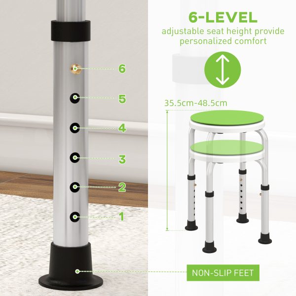 HOMCOM 360 Degree Swivel Shower Stool w/ Non-Slip Feet for Disabled - Image 3
