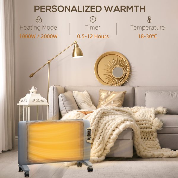 HOMCOM Mica Electric Space Heater, Portable Heater, 2 Heat Settings - Image 5