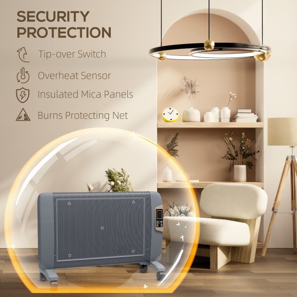 HOMCOM Mica Electric Space Heater, Portable Heater, 2 Heat Settings - Image 4