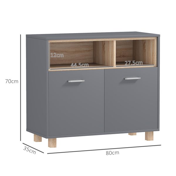 HOMCOM Bathroom Storage Cabinet with Open Compartments and Double Doors - Image 5