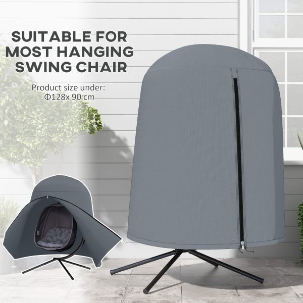 Outsunny Hanging Egg Chair Cover Garden Swing Chair Cover Waterproof, Grey - Image 3