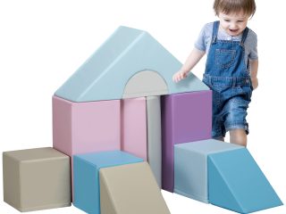 HOMCOM 11 Piece Soft Play Equipment for Toddlers, Soft Play Set , Blue