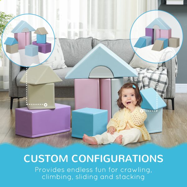 HOMCOM 11 Piece Soft Play Equipment for Toddlers, Soft Play Set , Blue - Image 4