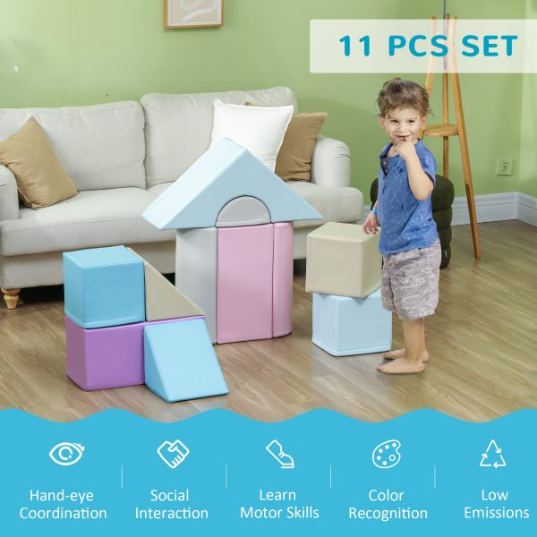 HOMCOM 11 Piece Soft Play Equipment for Toddlers, Soft Play Set , Blue - Image 3